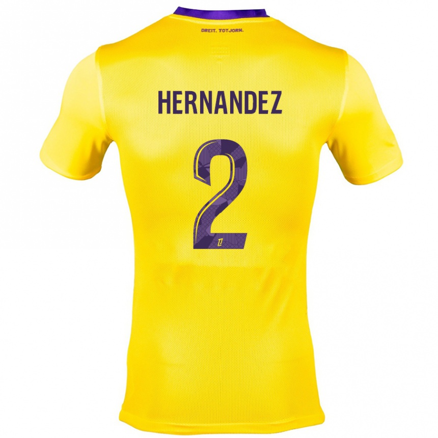 Men Football Lucie Hernandez #2 Yellow Purple Away Jersey 2024/25 T-Shirt Canada