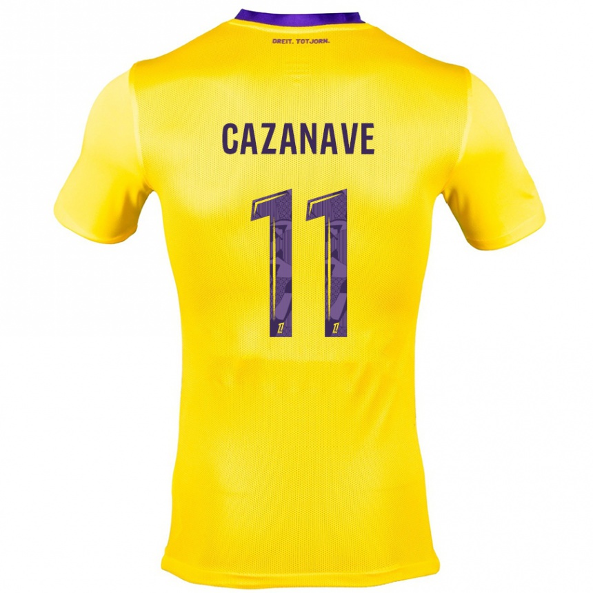 Men Football Julie Cazanave #11 Yellow Purple Away Jersey 2024/25 T-Shirt Canada