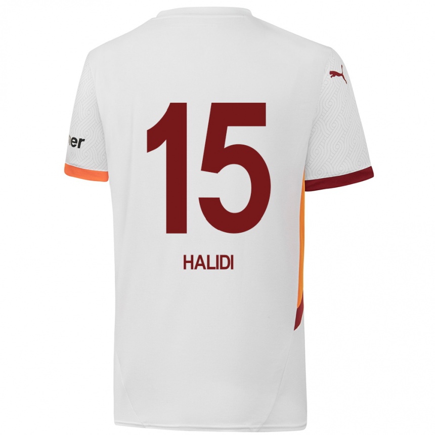 Men Football Isa Halidi #15 White Yellow Red Away Jersey 2024/25 T-Shirt Canada