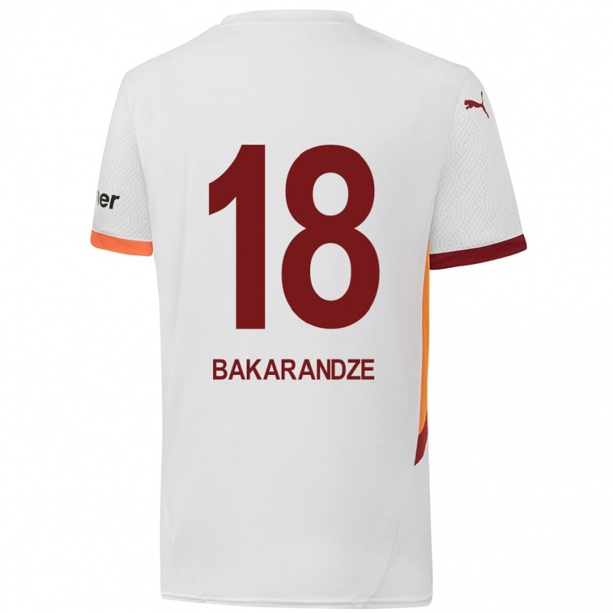 Men Football Kristina Bakarandze #18 White Yellow Red Away Jersey 2024/25 T-Shirt Canada