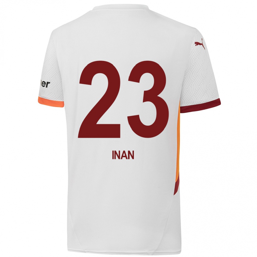 Men Football Müge İnan #23 White Yellow Red Away Jersey 2024/25 T-Shirt Canada