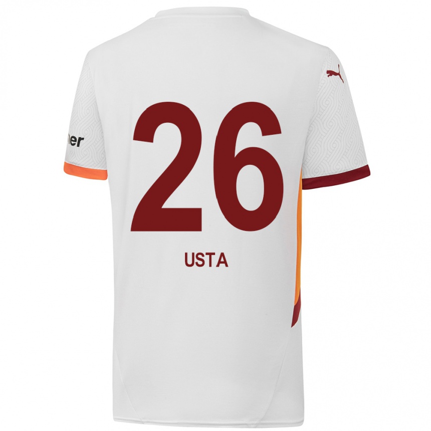 Men Football Alanur Usta #26 White Yellow Red Away Jersey 2024/25 T-Shirt Canada