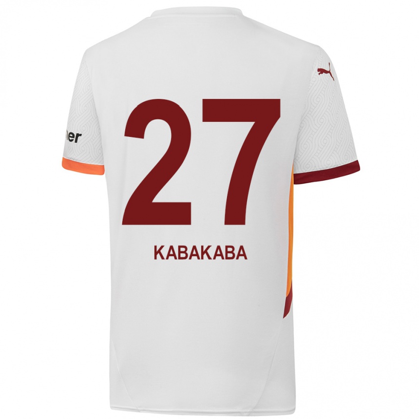 Men Football Naomie Kabakaba #27 White Yellow Red Away Jersey 2024/25 T-Shirt Canada