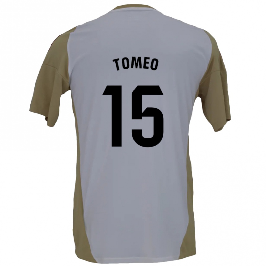 Men Football Pablo Tomeo #15 Brown White Away Jersey 2024/25 T-Shirt Canada