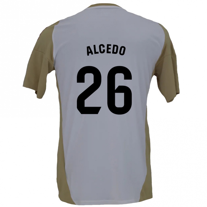 Men Football Juan María Alcedo #26 Brown White Away Jersey 2024/25 T-Shirt Canada