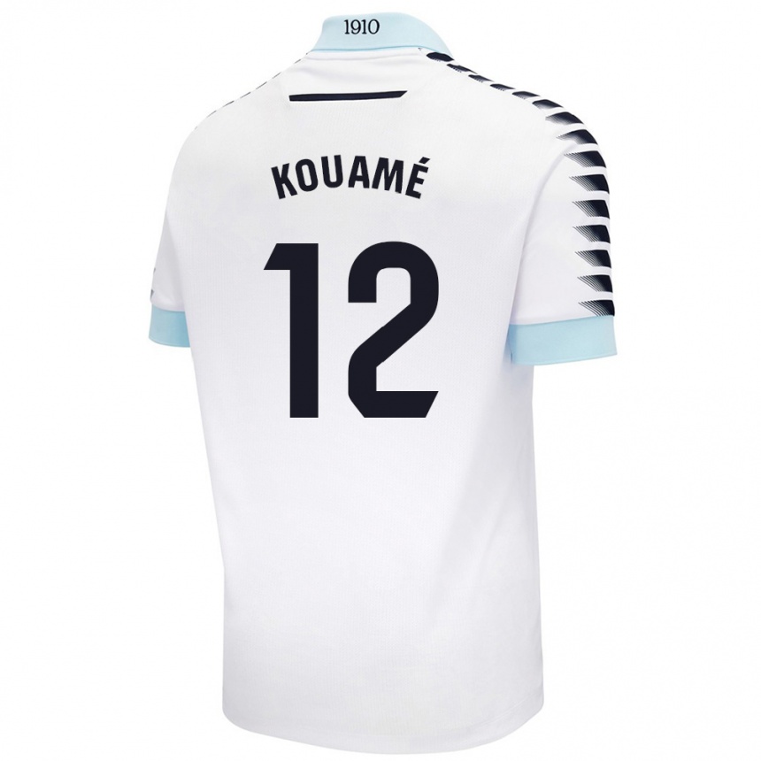 Homme Football Maillot Rominigue Kouamé #12 Blanc Bleu Tenues Extérieur 2024/25 Canada