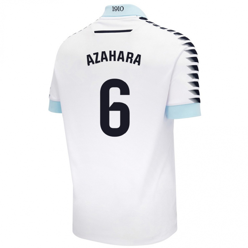 Men Football Azahara #6 White Blue Away Jersey 2024/25 T-Shirt Canada