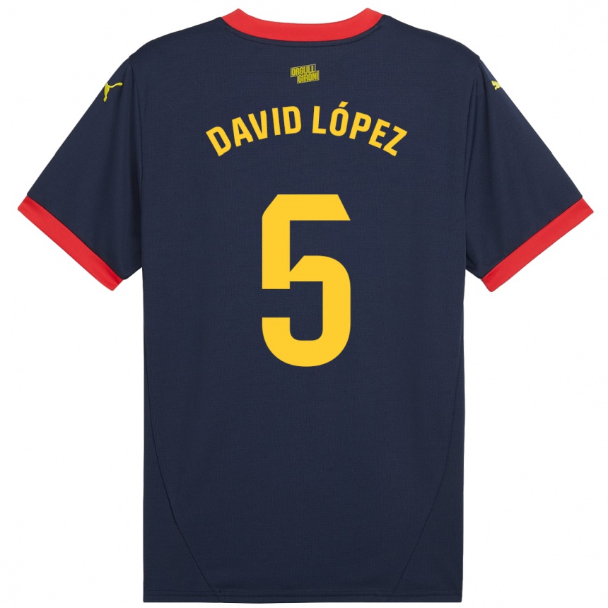 Men Football David López #5 Navy Red Away Jersey 2024/25 T-Shirt Canada