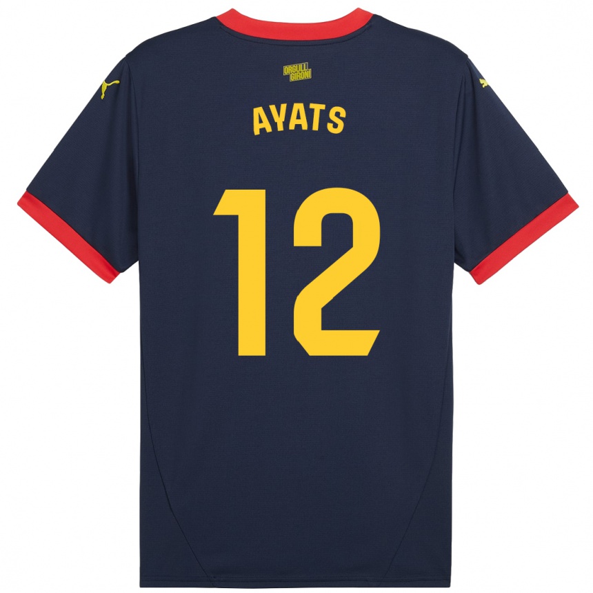 Men Football Mònica Ayats #12 Navy Red Away Jersey 2024/25 T-Shirt Canada