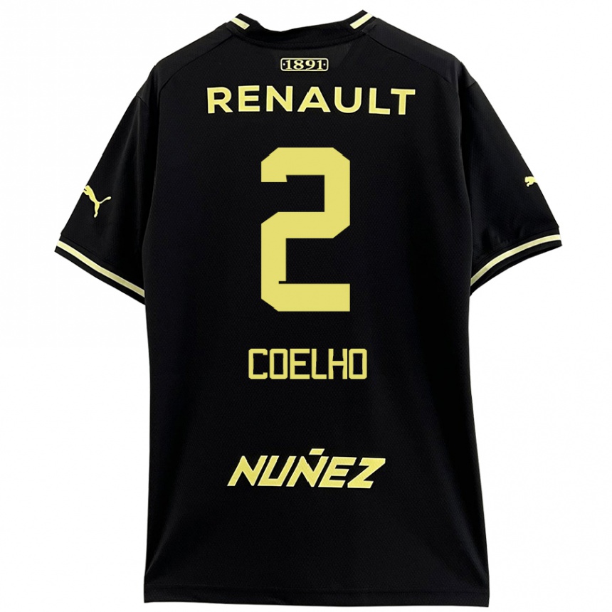 Men Football Léo Coelho #2 Black Yellow Away Jersey 2024/25 T-Shirt Canada