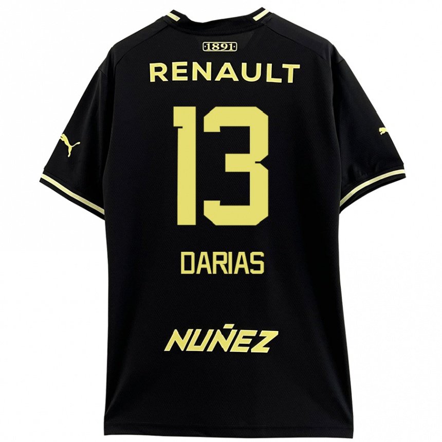 Men Football Eduardo Darias #13 Black Yellow Away Jersey 2024/25 T-Shirt Canada