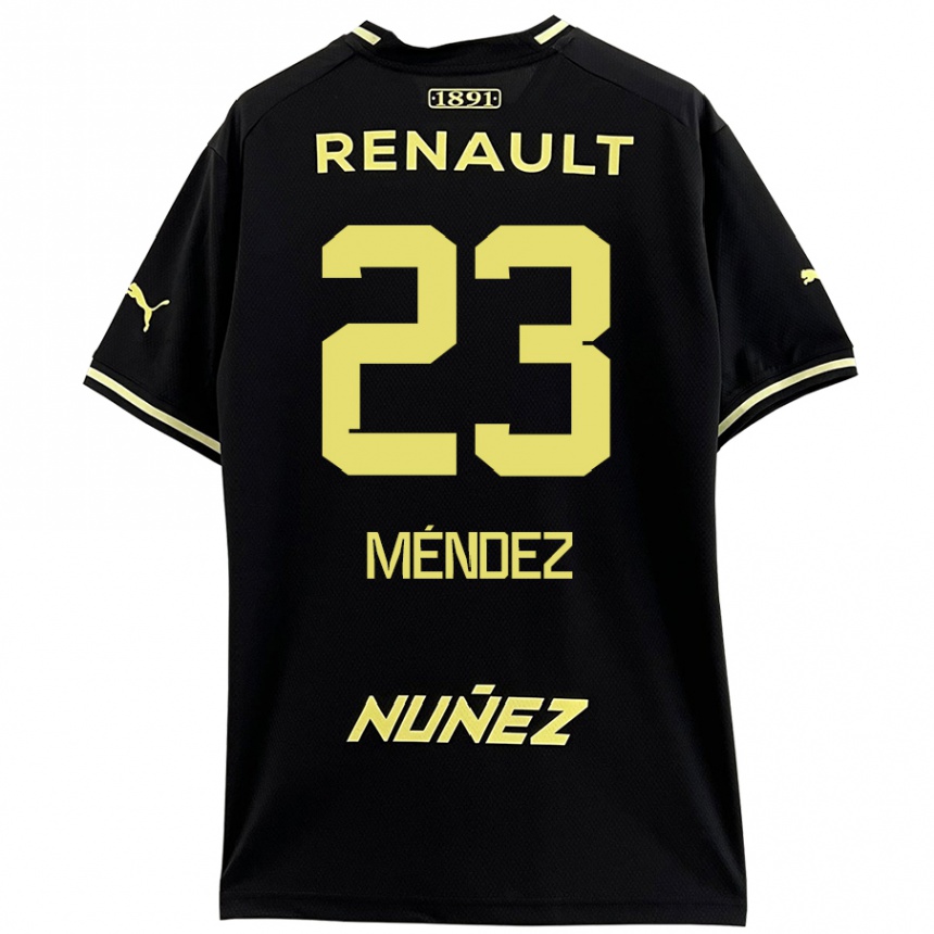 Men Football Javier Méndez #23 Black Yellow Away Jersey 2024/25 T-Shirt Canada