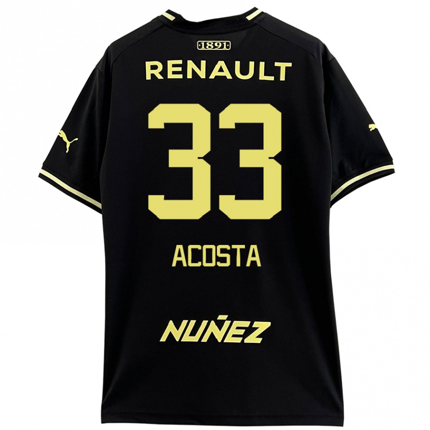 Men Football Nahuel Acosta #33 Black Yellow Away Jersey 2024/25 T-Shirt Canada