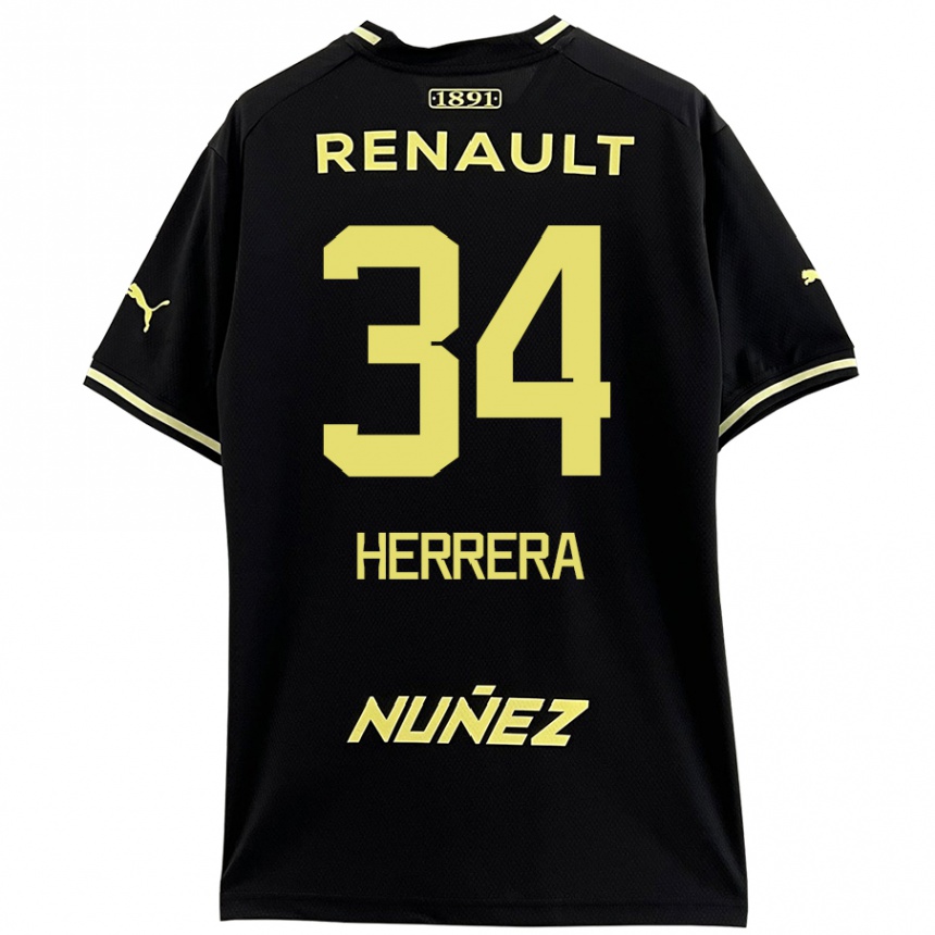 Men Football Nahuel Herrera #34 Black Yellow Away Jersey 2024/25 T-Shirt Canada