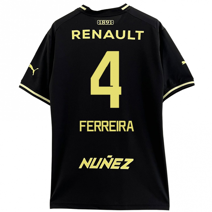 Men Football Joaquín Ferreira #4 Black Yellow Away Jersey 2024/25 T-Shirt Canada