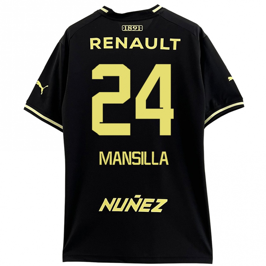 Men Football Brian Mansilla #24 Black Yellow Away Jersey 2024/25 T-Shirt Canada