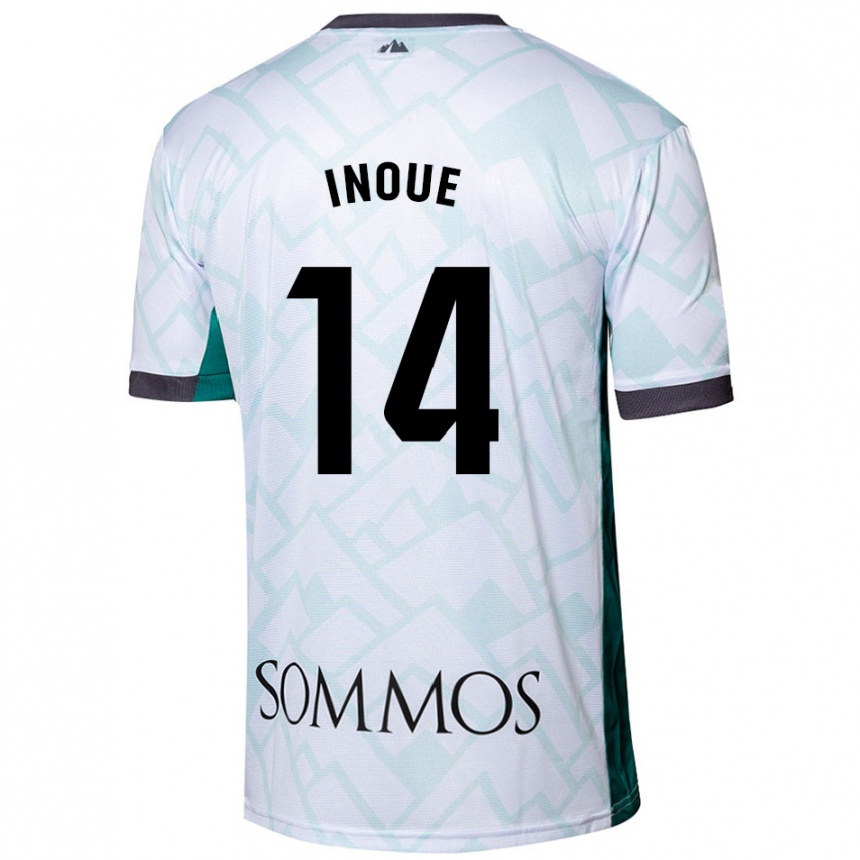 Homme Football Maillot Moe Inoue #14 Blanc Vert Tenues Extérieur 2024/25 Canada