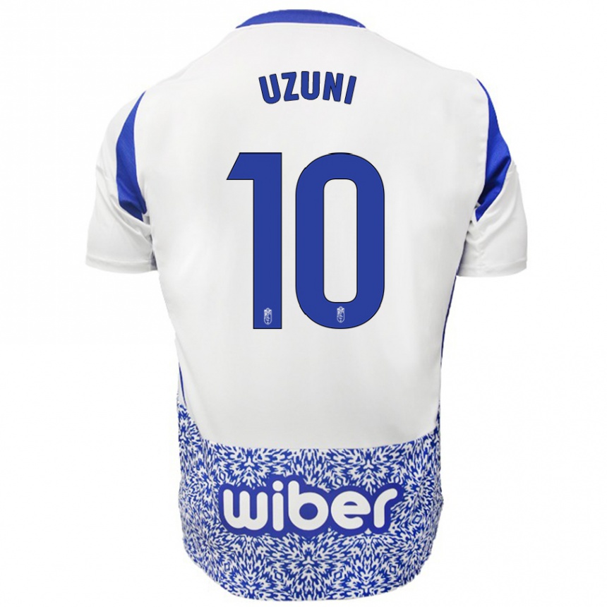 Homme Football Maillot Myrto Uzuni #10 Blanc Bleu Tenues Extérieur 2024/25 Canada