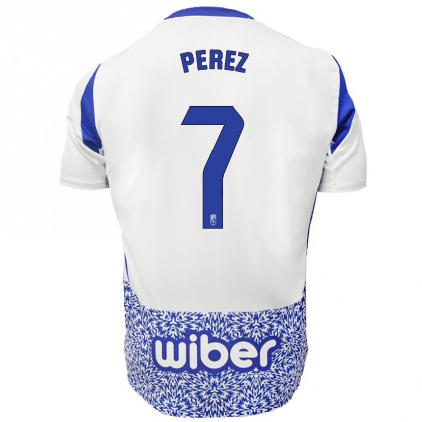 Homme Football Maillot Laura Pérez #7 Blanc Bleu Tenues Extérieur 2024/25 Canada