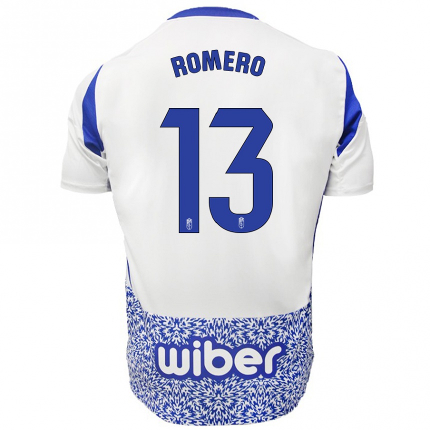 Men Football Andrea Romero #13 White Blue Away Jersey 2024/25 T-Shirt Canada