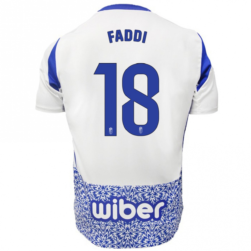 Men Football Inés Faddi #18 White Blue Away Jersey 2024/25 T-Shirt Canada