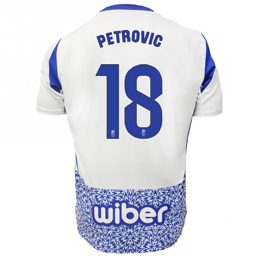 Men Football Njegos Petrovic #18 White Blue Away Jersey 2024/25 T-Shirt Canada