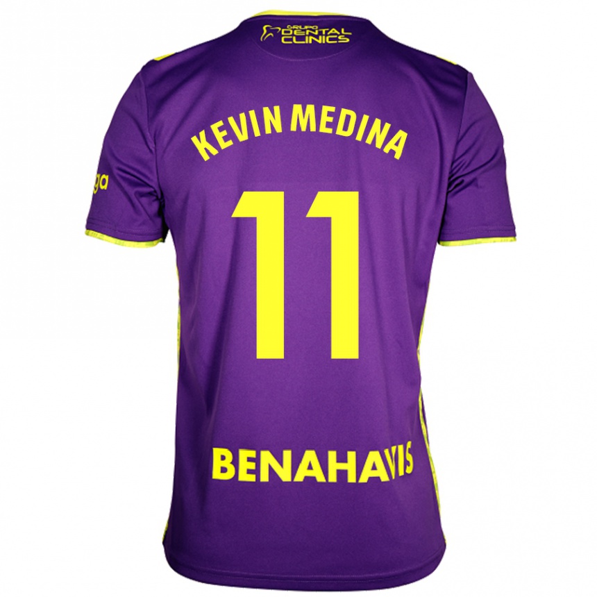 Homme Football Maillot Kevin Medina #11 Violet Jaune Tenues Extérieur 2024/25 Canada