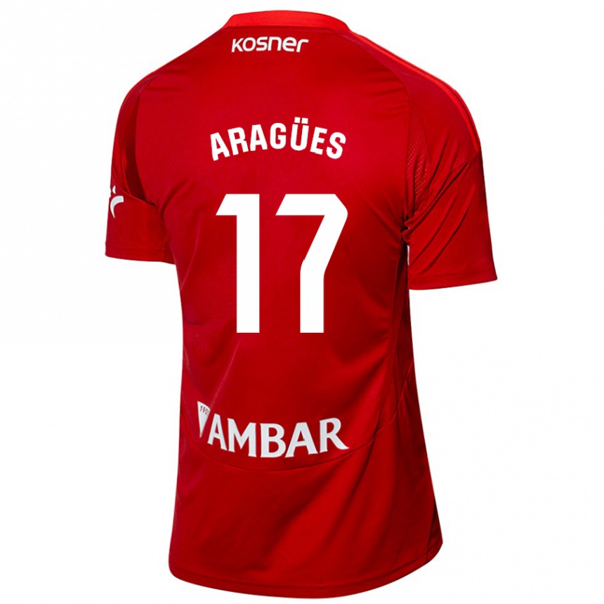 Men Football Chema Aragües #17 White Blue Away Jersey 2024/25 T-Shirt Canada