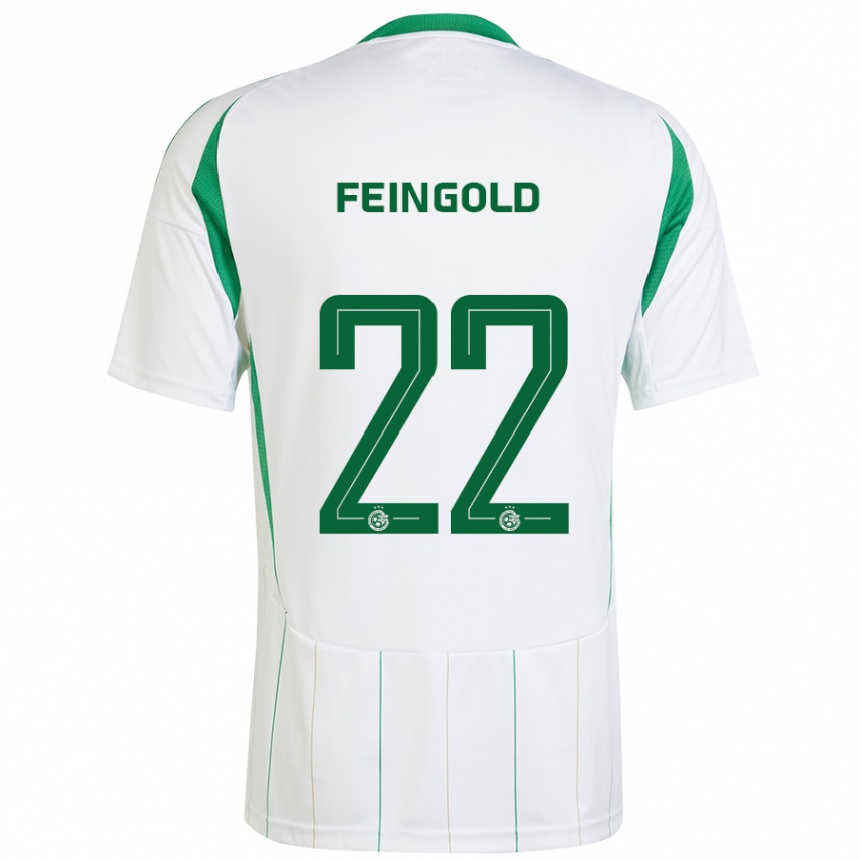 Homme Football Maillot Ilay Feingold #22 Blanc Vert Tenues Extérieur 2024/25 Canada