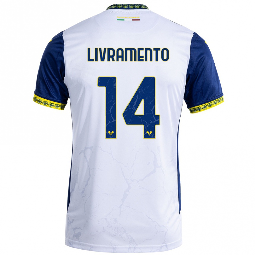 Men Football Dailon Rocha Livramento #14 White Blue Away Jersey 2024/25 T-Shirt Canada