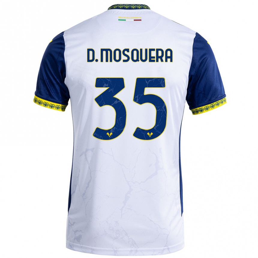 Men Football Daniel Mosquera #35 White Blue Away Jersey 2024/25 T-Shirt Canada