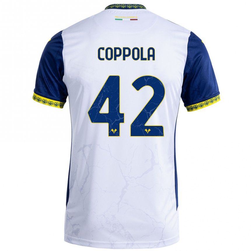 Men Football Diego Coppola #42 White Blue Away Jersey 2024/25 T-Shirt Canada