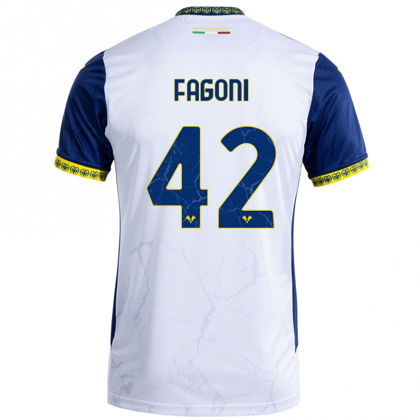 Men Football Marco Fagoni #42 White Blue Away Jersey 2024/25 T-Shirt Canada