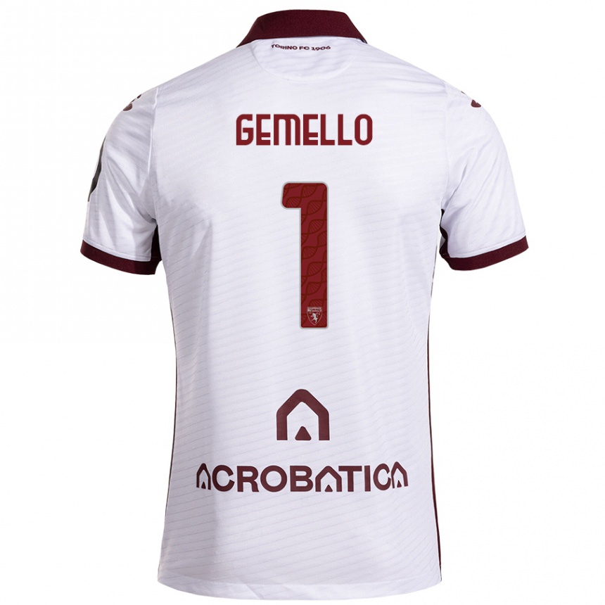 Men Football Luca Gemello #1 White Maroon Away Jersey 2024/25 T-Shirt Canada