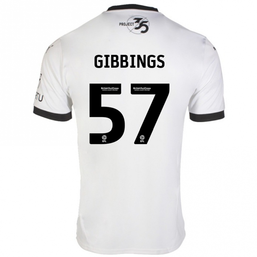 Men Football Cole Gibbings #57 White Black Away Jersey 2024/25 T-Shirt Canada