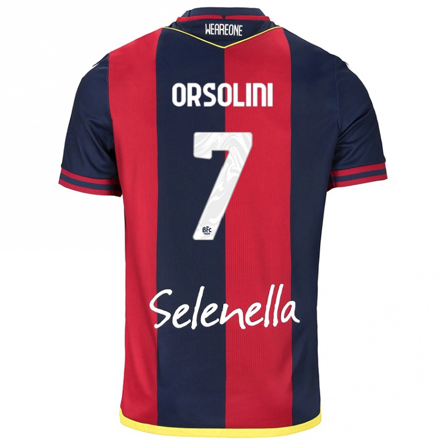 Women Football Riccardo Orsolini #7 Red Royal Blue Home Jersey 2024/25 T-Shirt Canada