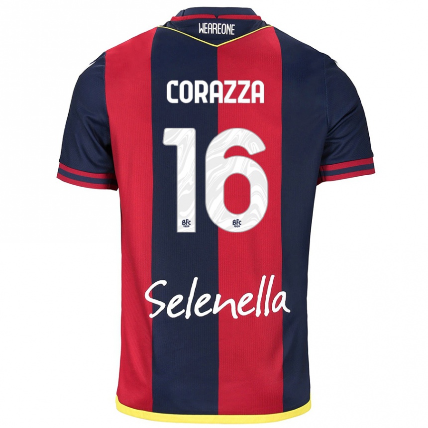 Women Football Tommaso Corazza #16 Red Royal Blue Home Jersey 2024/25 T-Shirt Canada