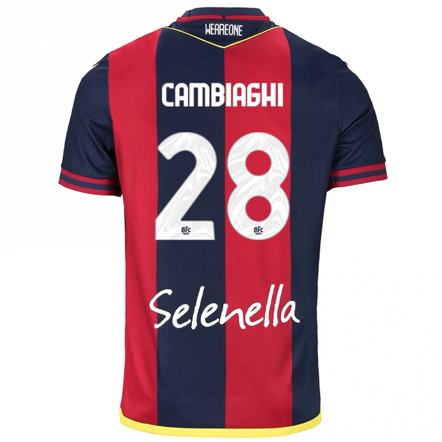 Women Football Nicolò Cambiaghi #28 Red Royal Blue Home Jersey 2024/25 T-Shirt Canada