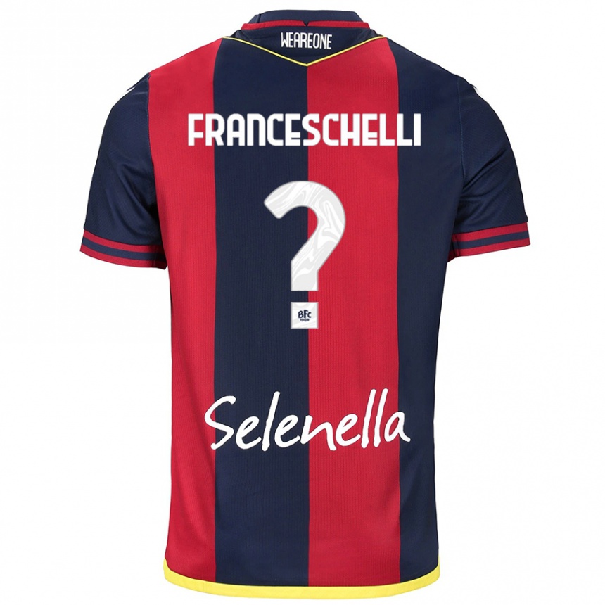 Women Football Matteo Franceschelli #0 Red Royal Blue Home Jersey 2024/25 T-Shirt Canada