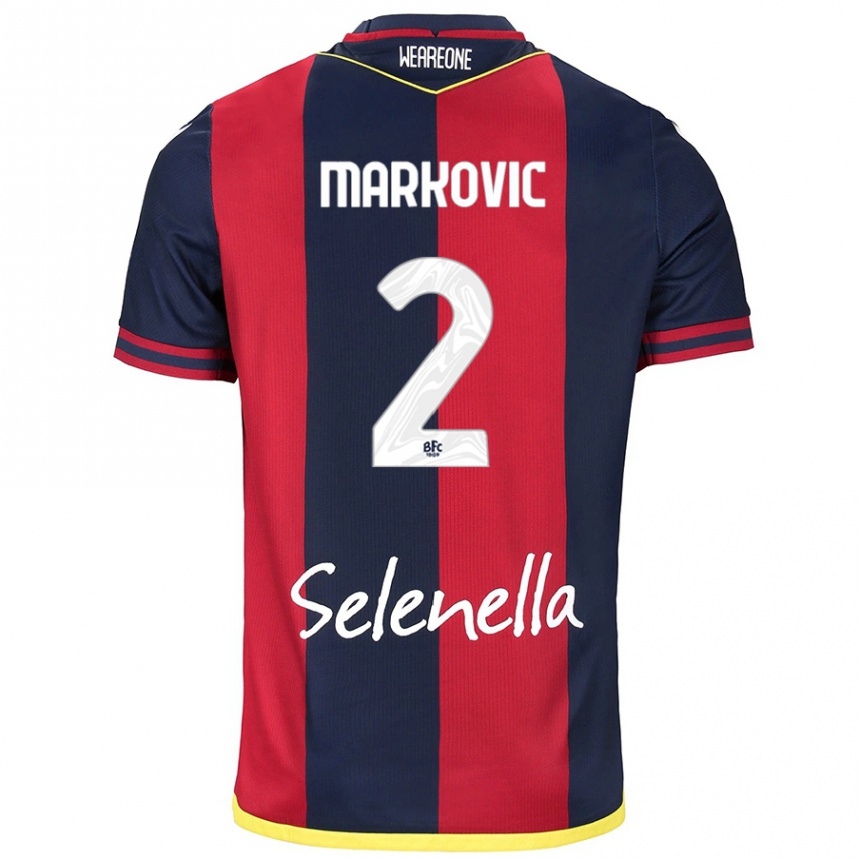 Women Football Petar Markovic #2 Red Royal Blue Home Jersey 2024/25 T-Shirt Canada