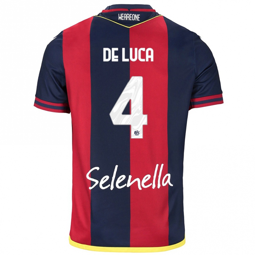 Women Football Alessandro De Luca #4 Red Royal Blue Home Jersey 2024/25 T-Shirt Canada