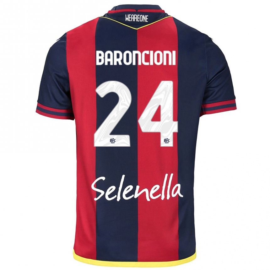 Women Football Davide Baroncioni #24 Red Royal Blue Home Jersey 2024/25 T-Shirt Canada