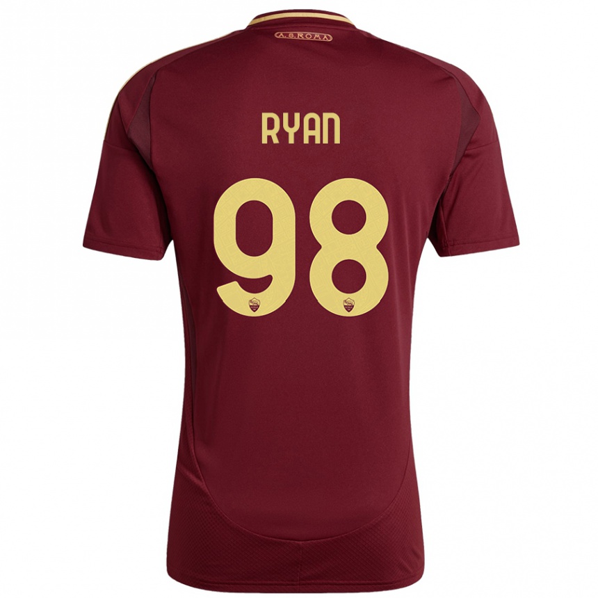 Women Football Mathew Ryan #98 Red Brown Gold Home Jersey 2024/25 T-Shirt Canada