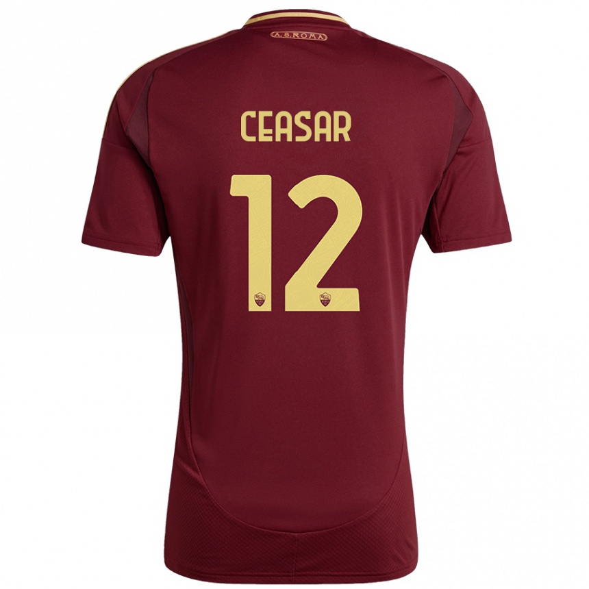 Women Football Camelia Ceasar #12 Red Brown Gold Home Jersey 2024/25 T-Shirt Canada