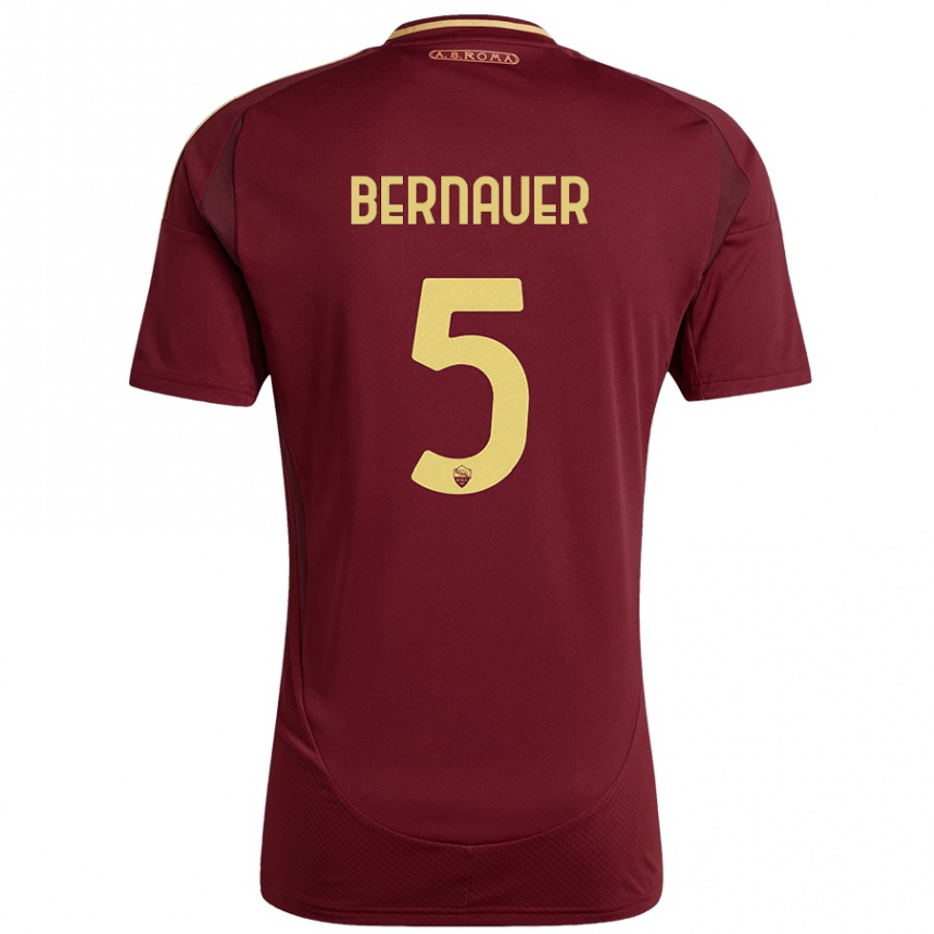 Femme Football Maillot Vanessa Bernauer #5 Rouge Brun Or Tenues Domicile 2024/25 Canada