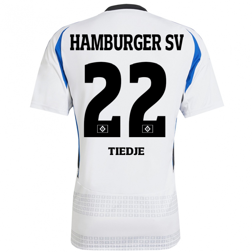 Women Football Patrick Tiedje #22 White Blue Home Jersey 2024/25 T-Shirt Canada