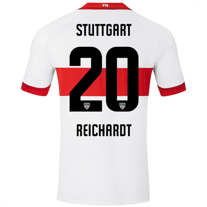 Women Football Leon Reichardt #20 White Red Home Jersey 2024/25 T-Shirt Canada