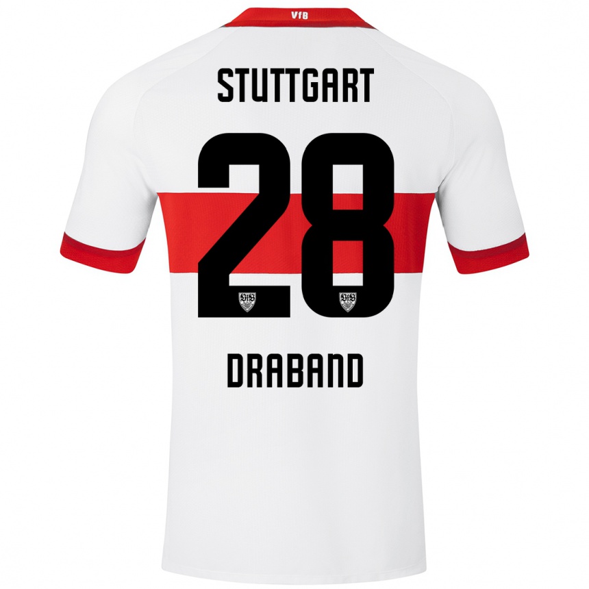 Women Football Dominik Draband #28 White Red Home Jersey 2024/25 T-Shirt Canada