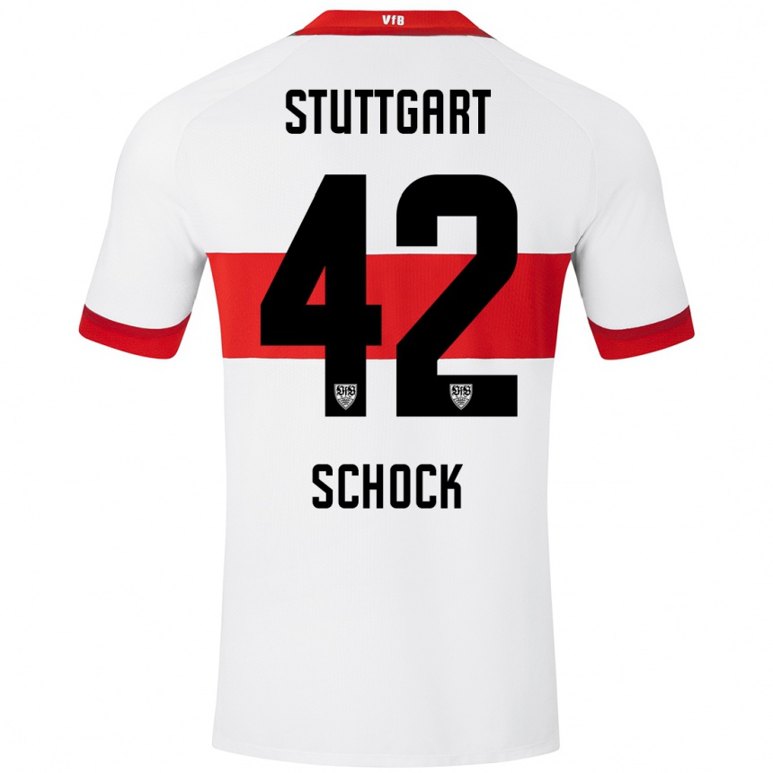 Women Football Florian Schock #42 White Red Home Jersey 2024/25 T-Shirt Canada