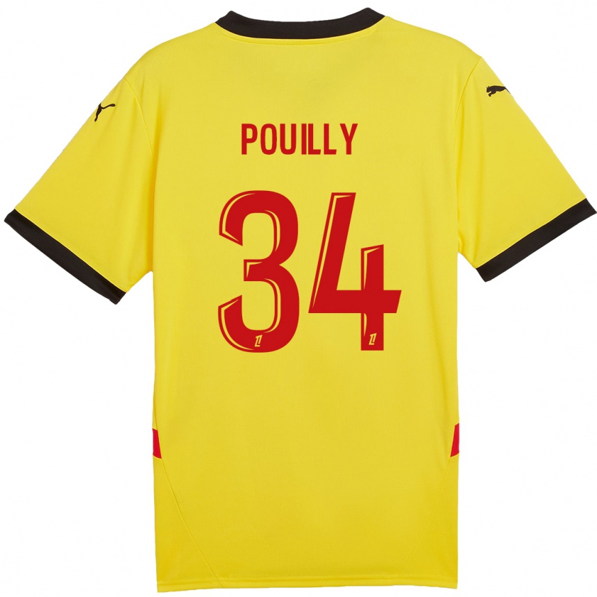 Women Football Tom Pouilly #34 Yellow Red Home Jersey 2024/25 T-Shirt Canada